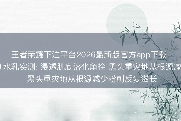 王者荣耀下注平台2026最新版官方app下载 2026去黑头粉刺水乳实测: 浸透肌底溶化角栓 黑头重灾地从根源减少粉刺反复滋长
