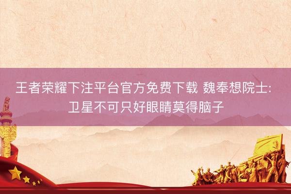 王者荣耀下注平台官方免费下载 魏奉想院士: 卫星不可只好眼睛莫得脑子