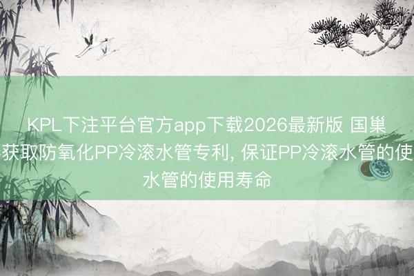 KPL下注平台官方app下载2026最新版 国巢新材料获取防氧化PP冷滚水管专利， 保证PP冷滚水管的使用寿命