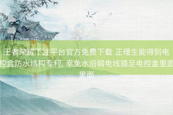 王者荣耀下注平台官方免费下载 正理生能得到电控盒防水结构专利， 幸免水沿弱电线插足电控盒里面