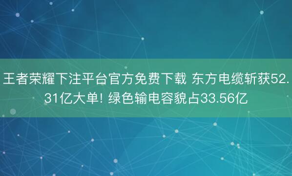 王者荣耀下注平台官方免费下载 东方电缆斩获52.31亿大单! 绿色输电容貌占33.56亿