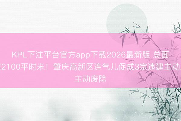 KPL下注平台官方app下载2026最新版 总面积超2100平时米!肇庆高新区连气儿促成3宗违建主动废除